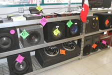 Speakers and boom boxes for sale at Cash Express Pawn Shop in Las Cruces, NM