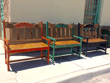 Southwest hand carved benches in Las Cruces