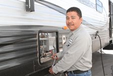 Repairing an RV at Holiday World RV in Las Cruces, NM