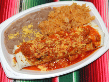 Burritos at La Cocina Mexican food restaurant in Mesilla Park, NM