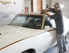 Vinyl car top repair at Litzenberg Auto Body Shop in Las Cruces