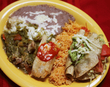 Combination plate at Nopalito's Mexican Food Restaurant on Mesquite Street in Las Cruces, NM
