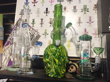 Custom glass water pipes for sale at Queen Bee's Smoke Shop in Las Cruces