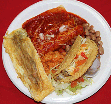 Combination plate at Roberto's Mexican Food Restaurant in Las Cruces, NM