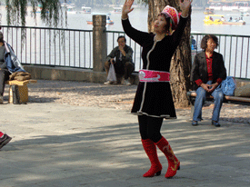 Street dancer in Beijing, China