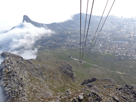 View from cable car in Cape Town, South Africa