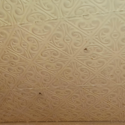 bullet holes in the ceiling at the St James Hotel in Cimarron, NM 