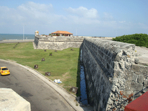 Stone wall in Cartagena, Colombia