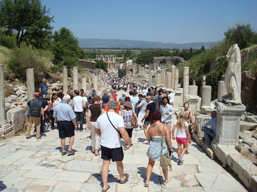 Colums and statuary in Ephesus, Turkey