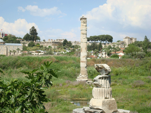 Marble column in Ephesus, Turkey
