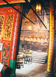Inside ManMo Temple in Hong Kong