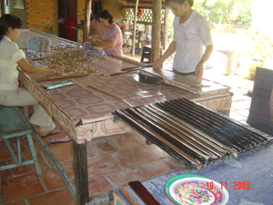 Lychee being prepared in Mekong Delta, Vietnam
