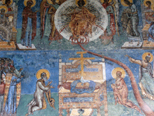 Painting in the Voronet Monastery in Suceava, Romania
