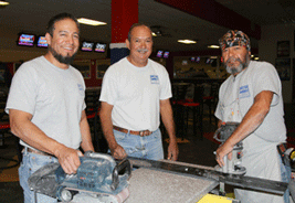 Antix installing a custom countertop at Ten Pin Alley in Las Cruces