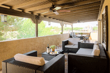 Patio seating at Hacienda de Mesilla