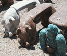 Concrete Animal benches for sale at Casa Bonita Imports in Las Cruces