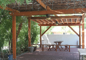 Outdoor patio at Nopalito's Galeria in Las Cruces, NM