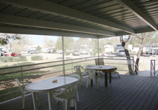 Outdoor patio at Sunny Acres RV Park in Las Cruces