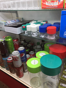 Soda cans for sale in Las Cruces smoke shop